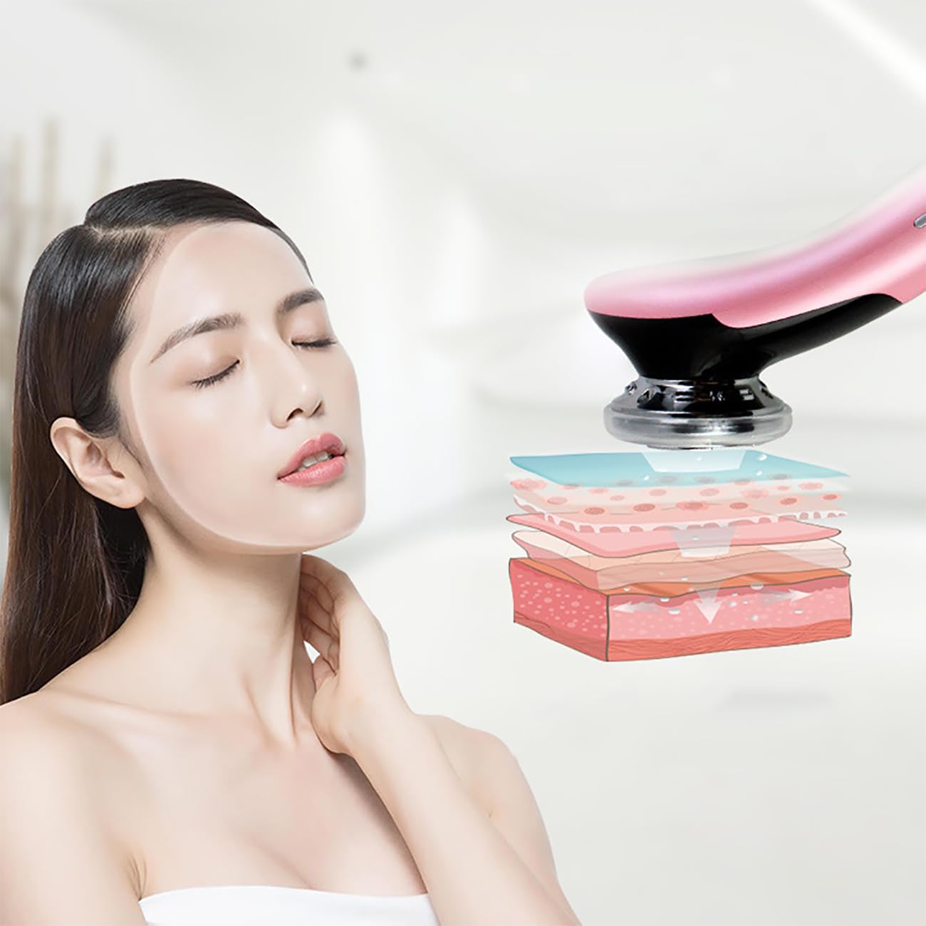TsoLay Macchina per Rassodare La Pelle, Dispositivo Antietà per La Cura della Pelle, Dispositivo per La Bellezza del Viso 7 in 1, Funzione Caldo E Freddo, Design Timer, per Viso E Collo