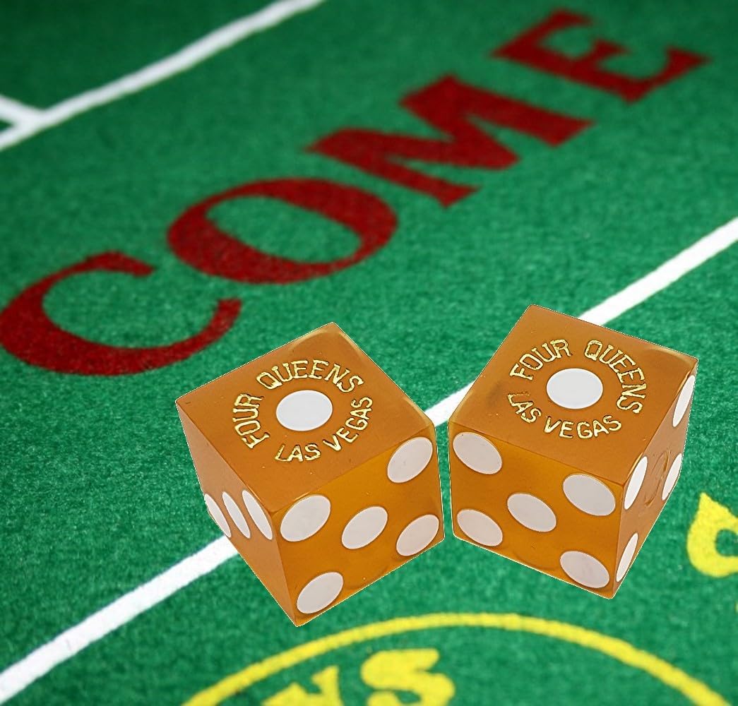 Cyber-Deals Craps Starter Kit Sets, Featuring Genuine Four Queens Las Vegas Casino Table-Played Craps Dice, Acrylic Dice Boat & More (Frosted Dice)