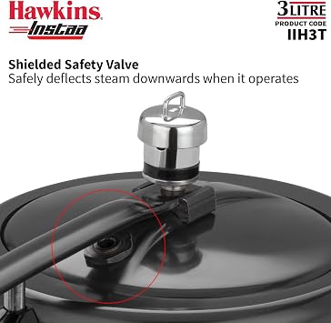 Hawkins Instaa Pressure Cooker, Induction Inner Lid Cooker, Tall Body Hard Anodised Cooker, Best Black Cooker, Black IIH3T 3 Litre