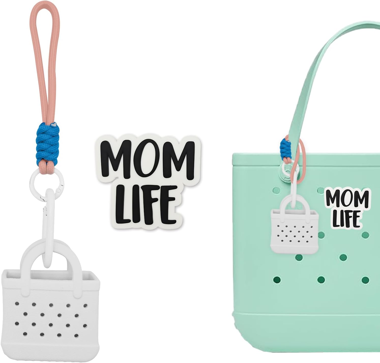 Mini Bogg Charms for Bogg Bag,with Paracord Loop & Mom Life Charm
