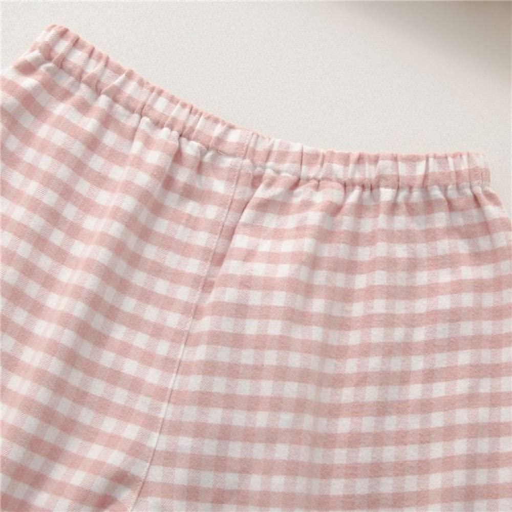 Pigiama Donna Corto - Semplice Pigiama in Cotone Scozzese Rosa Pigiama Spazzolato Set Casual Manica Lunga da Donna Pigiama Top & Pantaloni Abbigliamento da Notte Accogliente Loungewear
