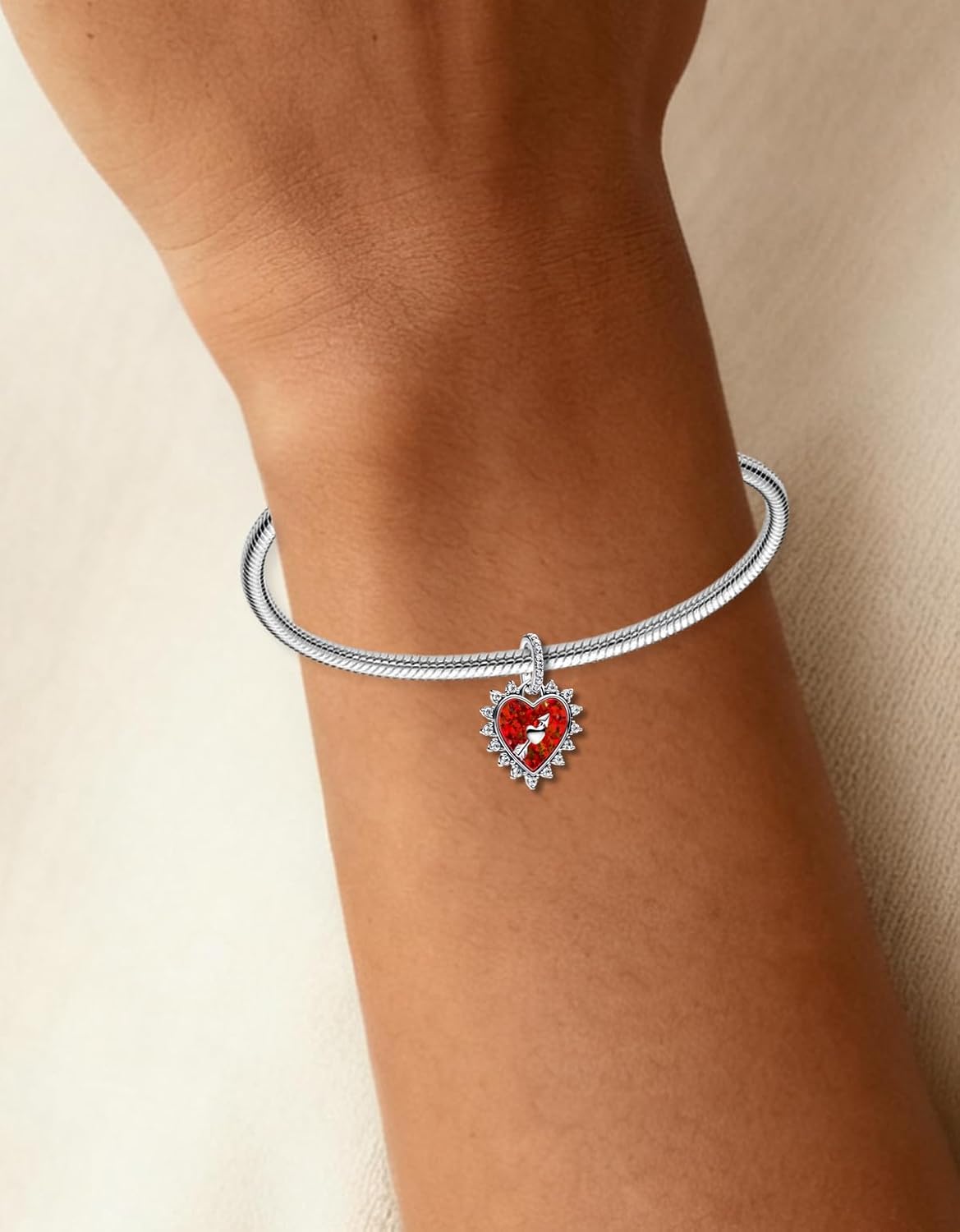 925 Sterling Silver Bead Charm Love Heart Family Charms Fit for Pandora Bracelets and Necklaces Christmas Dangle Pendant for Women Jewelry, Valentine's Day Birthday Gift - Image 4