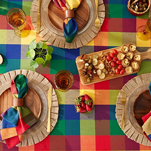 Dii Checkered Tabletop Collection 100% Cotton, Machine Washable, Tablecloth, 60X84, Summer Check #TOP4