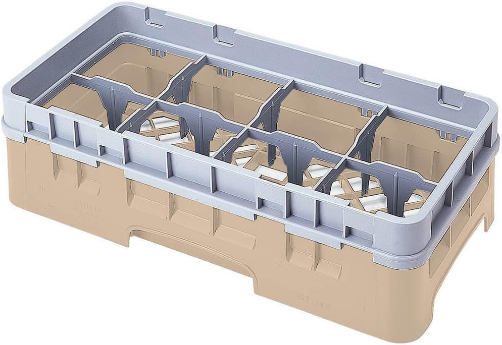 Cambro 8 Comp. Glass Rack, Half Size, 3-5/8" H Max. Beige 8HS318-184