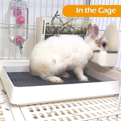 Miniatura 6 de Caja de arena de conejito de conejo 2 piezas caja de arena grande para jaula de conejillo de indias con rejilla