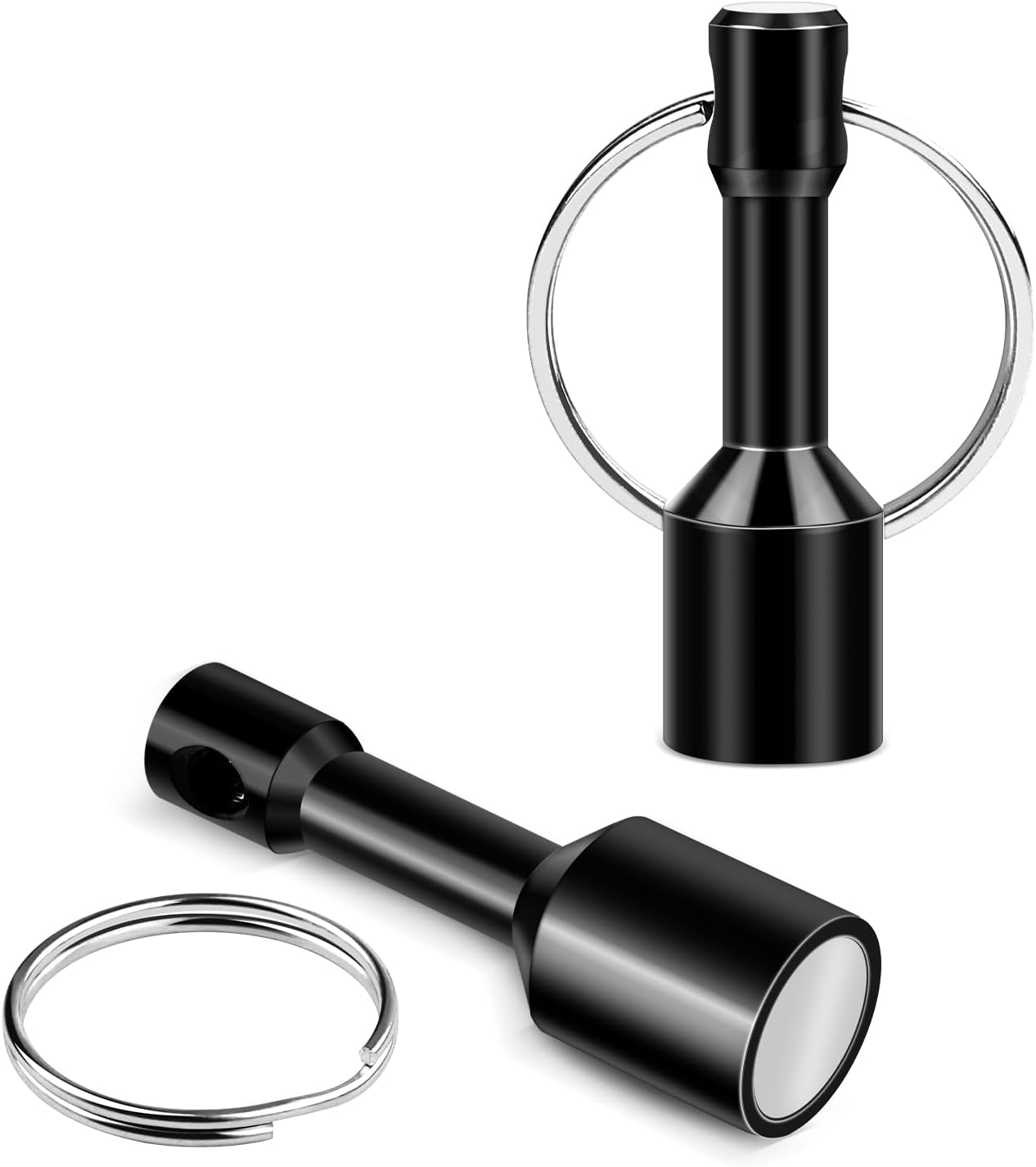 Keychain Magnet for Testing Brass, Pocket Magnet Key Chain with Strong Magnetic, Black Key Holders for Jewelry, Precious Metal Verifier for Gold & Silver Test -2 Pack