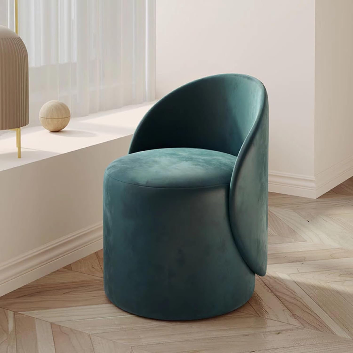 Silla giratoria 360 de cuero azul con asiento ergonómico acolchado