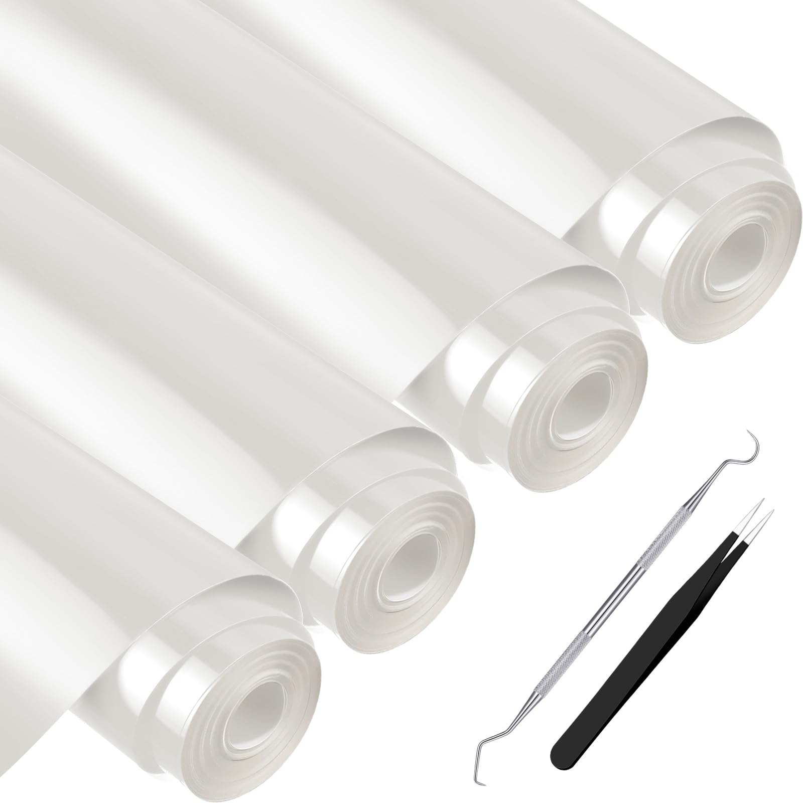 Patelai 11.8" x 120 FT Heat Transfer Vinyl HTV Roll Iron on Vinyl 4 Rolls HTV Vinyl for Shirts Adhesive Vinyl Roll Easy to Cut and Weed for Heat Vinyl Design All Cutting Machine(White)