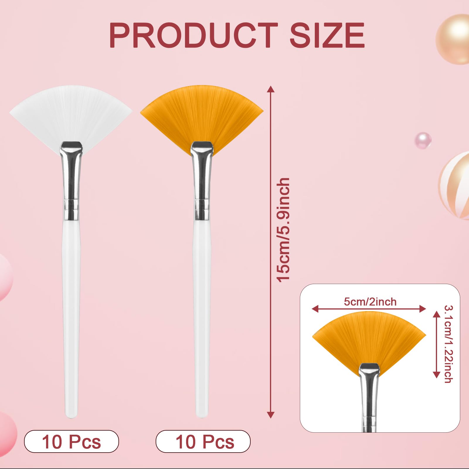 20 Pcs Fan Facial Brushes, 5.9 Inch Dual-Color (White and Yellow) Facial Brushes Esthetician, Soft Fiber Face Mask Brush Set for Mask, Cream, Painting – Reusable Professional Spa & Home Use