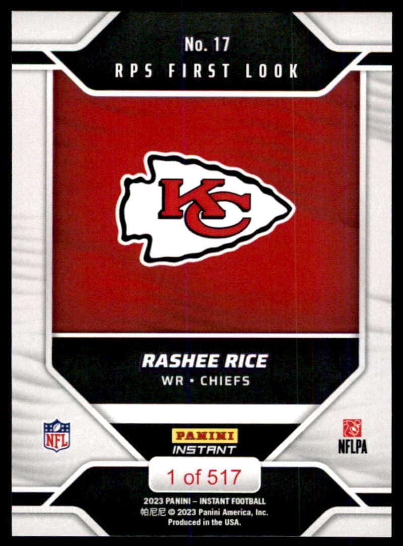 Football NFL 2023 Panini Instant RPS First Look #17 Rashee Rice Chiefs