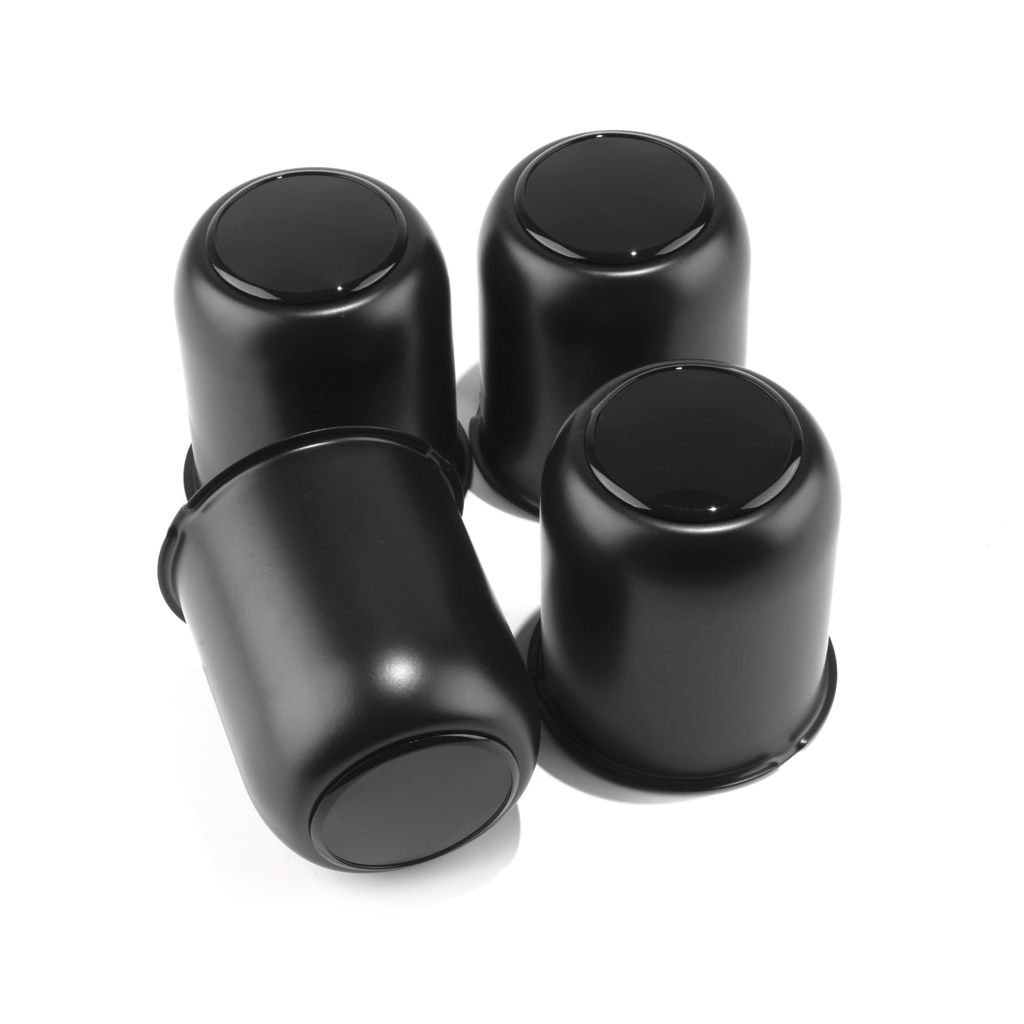 DewFlew 4Pcs 3.19" Push Through Wheel Center Caps Stainless Trailer Hub Cap for Truck SUV RV Wheel Rim (Fit 3.19" Bore 3.62" H Matt Black)