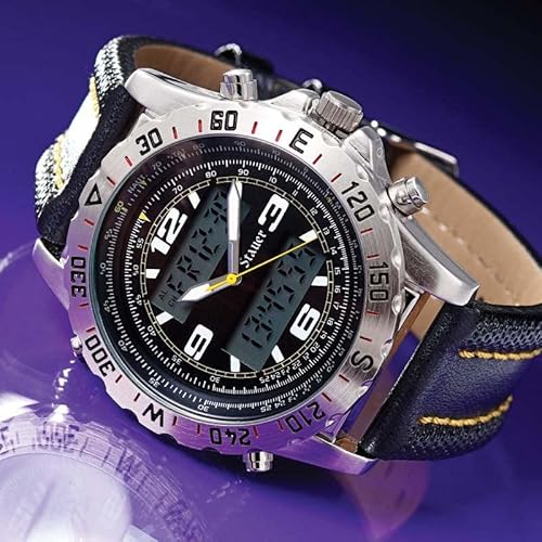 Stauer Centurion Hybrid Watch For Men – Dual Analog & Digital Watch – Chrome Alloy Watch Case – Black Stitched Leather Watch Band – Sport Watches For Men – Fashionable Gift For Men #TOP4