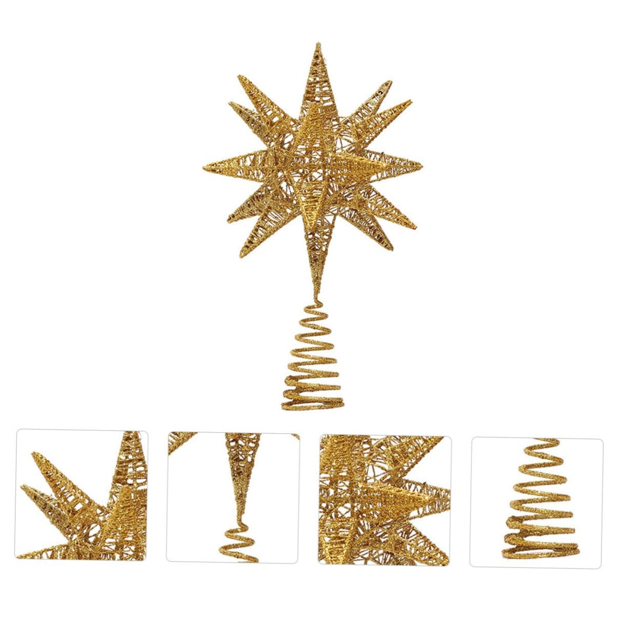 Decoración Estrella de Hierro para Árbol de Navidad Adorno Colgante Dorado para Ventana Accesorio Festivo Resistente y Decorativo para Fiestas y Hogar