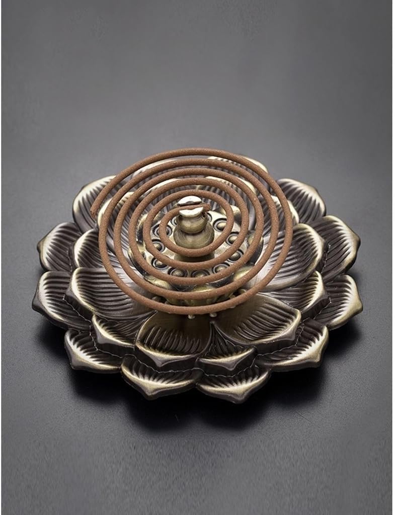 SONGCHAO Incense Holder Backflow Incense Burner Stick Incense Holder Home Buddhism Decoration Coil Lotus Censer Alloy Zen Budd Decor Backflow Incense Burner