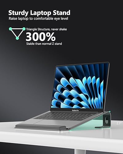 Miniatura 3 de Soporte de aluminio para laptop, soporte para portátil con reposamuñecas, soporte ergonómico desmontable para laptop, soporte de computadora