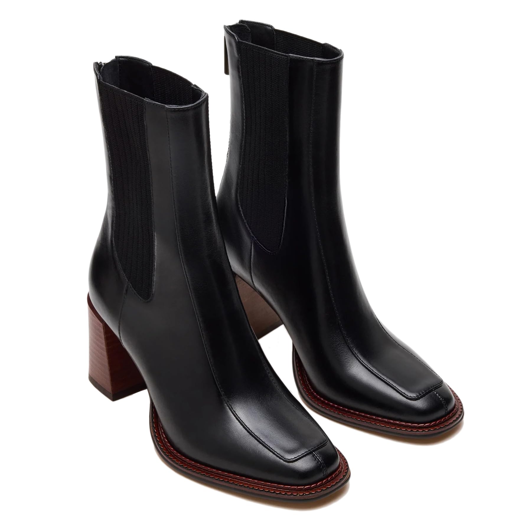 SOVANYOU Chelsea Boots Women Suqare Toe Ankle Boots Chunky Block Heel Booties Comfortable Short Boots for Fall Winter