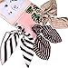 IVON 6pcs Silk Satin Hair Scrunchies Scarf Hair Bow Ties with Stripe Pattern Ponytail Holder for Women Girls