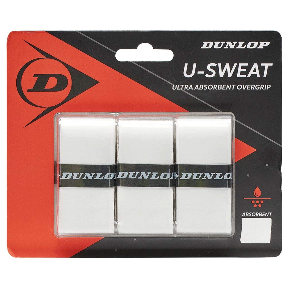 Dunlop U-SWEAT Tennis Hard Tennis, Overgrip, Dry Type, Pack of 3, White DTA2041