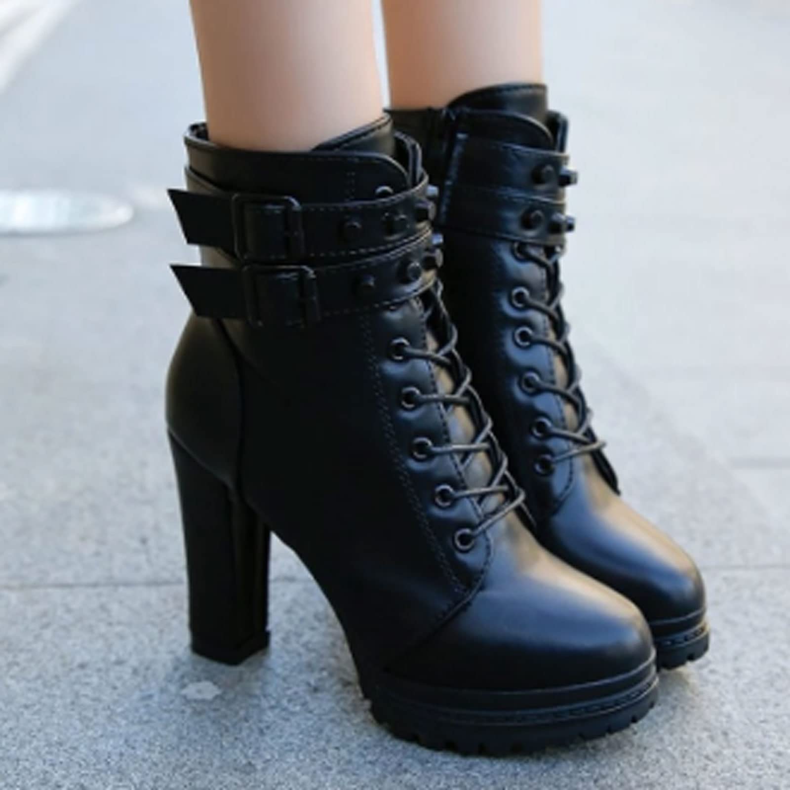 ブーツ 熟女 Amazon.co.jp: Jiangpnx 長靴 レディース, 女性のオートバイのブーツ新しい女性ファッション女性の11cmハイヒールの熟女ブーツ フラットビンテージバックルカジュアルな女性ブーツ (Color : Black, Size : 7 US) : ファッション
