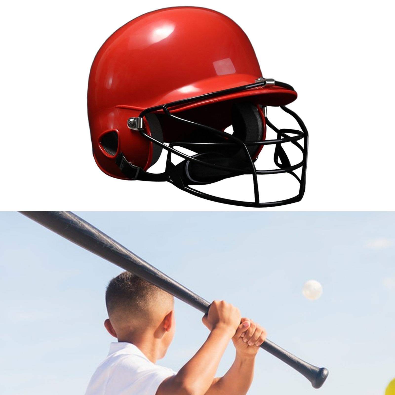 Equipaggiamento Protettivo per Adulti: Casco da Baseball con Maschera Facciale, Rosso