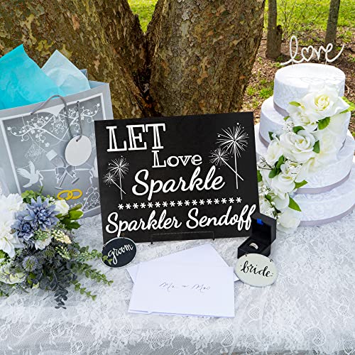 Jennygems Wedding Decor, Let Love Sparkle Sparkler Sendoff, 14.5X11.5 Inch Wood Sign, Wedding Signs, Sparkler Exit Sign, Wedding Reception Decorations, Party Decorations (Black) #TOP2