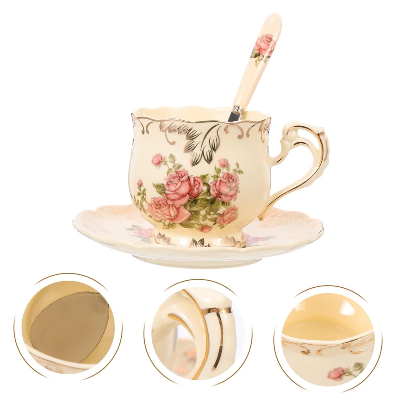 Casa Tazze da tè Tazza da tè 1 Set Tazze da tè Floreale Tazza da caffè in ceramica Tazza in ceramica Europea Tazza da caffè Tazza da caffè Cina Tazza da caffè in ceramica cinese Piatto espresso