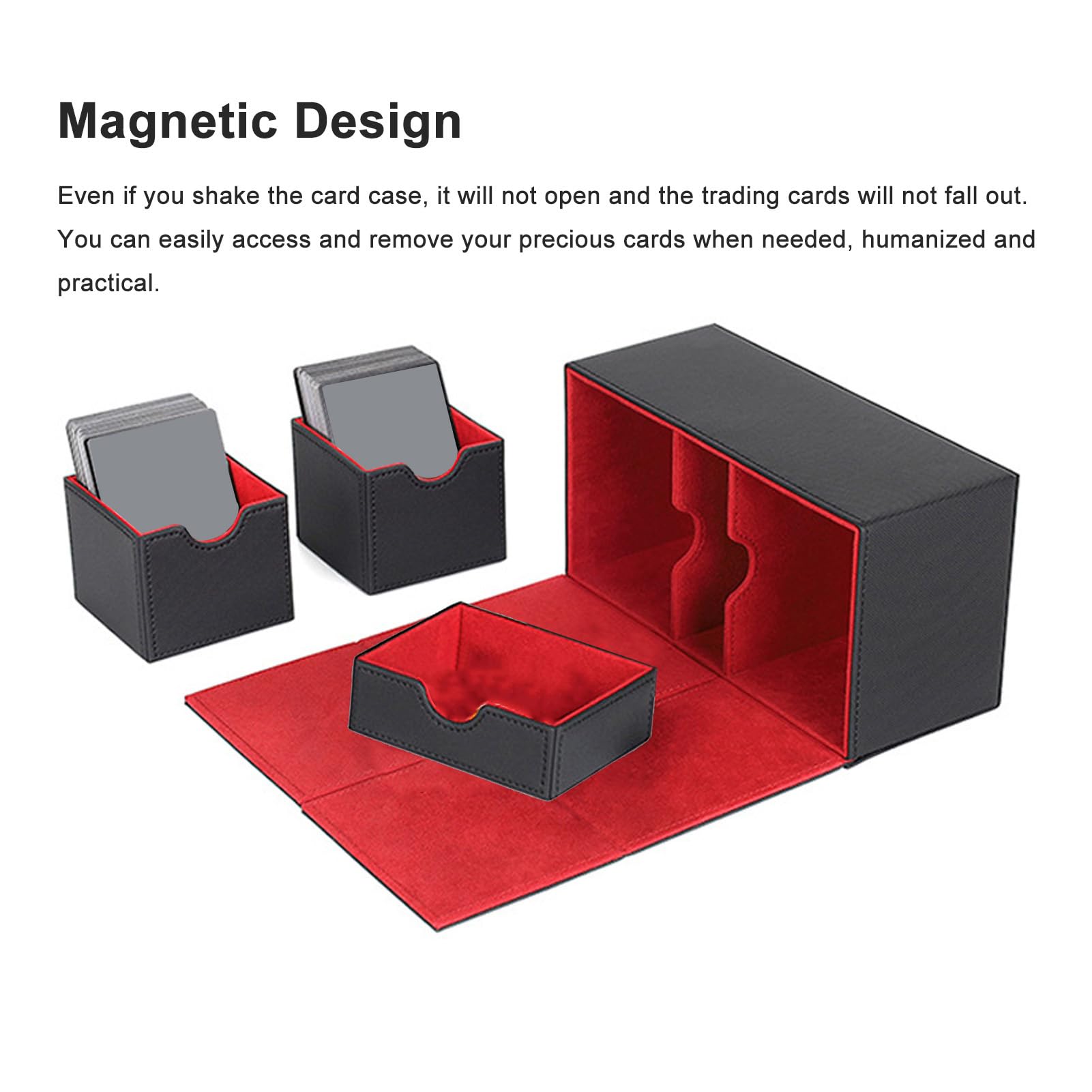 Luocute Scatola Porta Carte, Contenitore per Mazzi con 3 Cassetti, per | Contiene Oltre 200 Carte Standard, 205×115×90 Mm, Chiusura Magnetica in PU