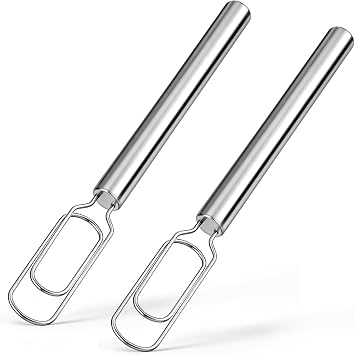 2 Pcs Danish Dough Whisks with Dough Hook for Sourdough Starter 12 Stainless Steel Dutch Whisk - Reaching Bottom of Jar - Bread Whisk for Cooking, Whisking, Dishwasher