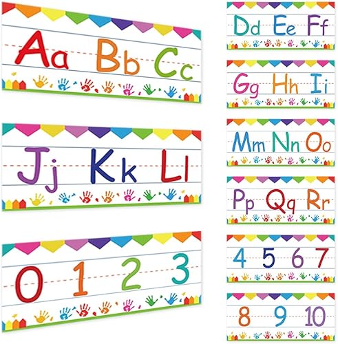 Lachilly 12 tarjetas flash de 26 letras y números del 0 al 9, encabezados, títulos de materias para tablón de anuncios, aula, póster de pared de