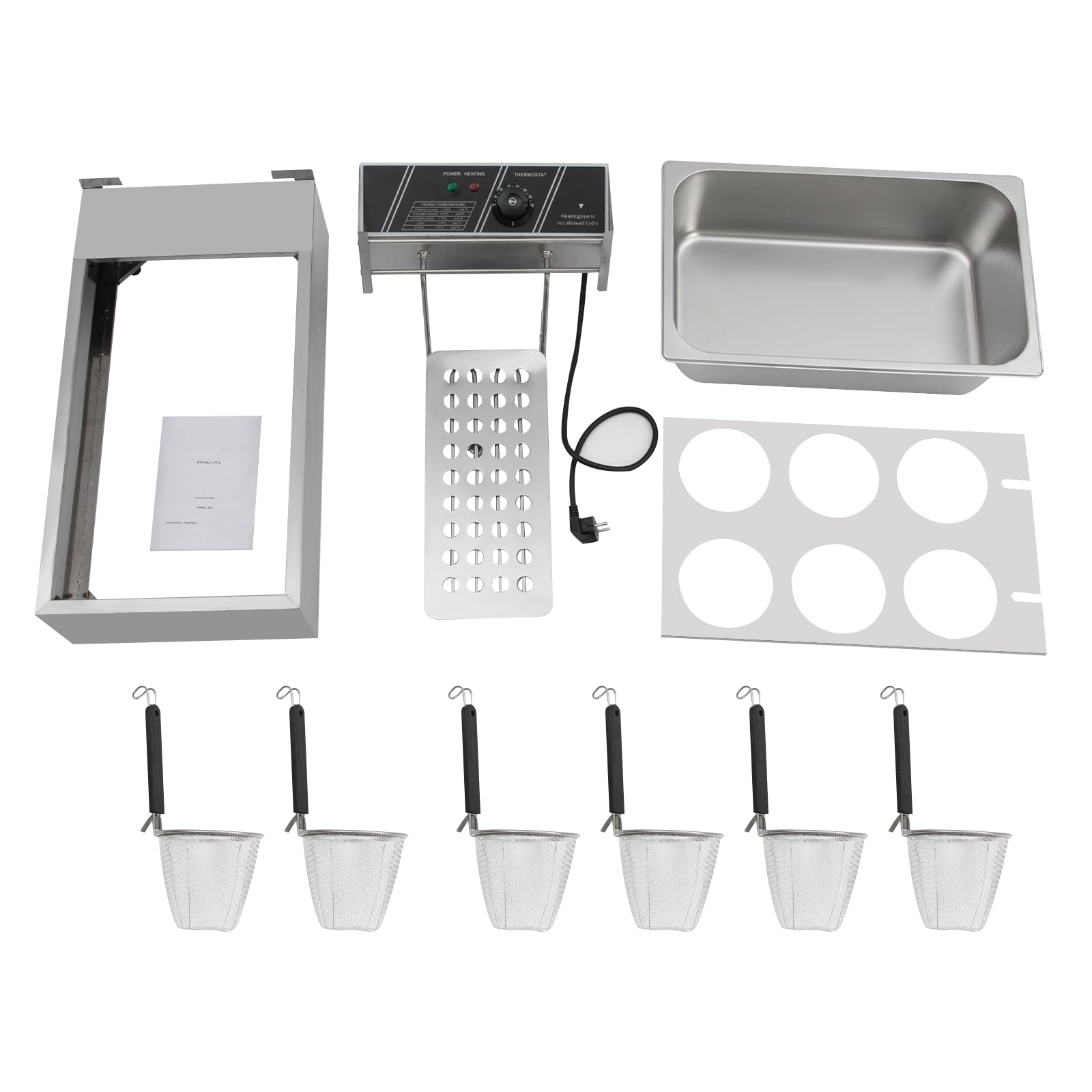 Cuocipasta Elettrico Professionale Cuocipasta 6 Cestelli 2000W Cuocipasta Acciaio Inox 20L 60-200°C per Feste, Banchetti ed Eventi Catering