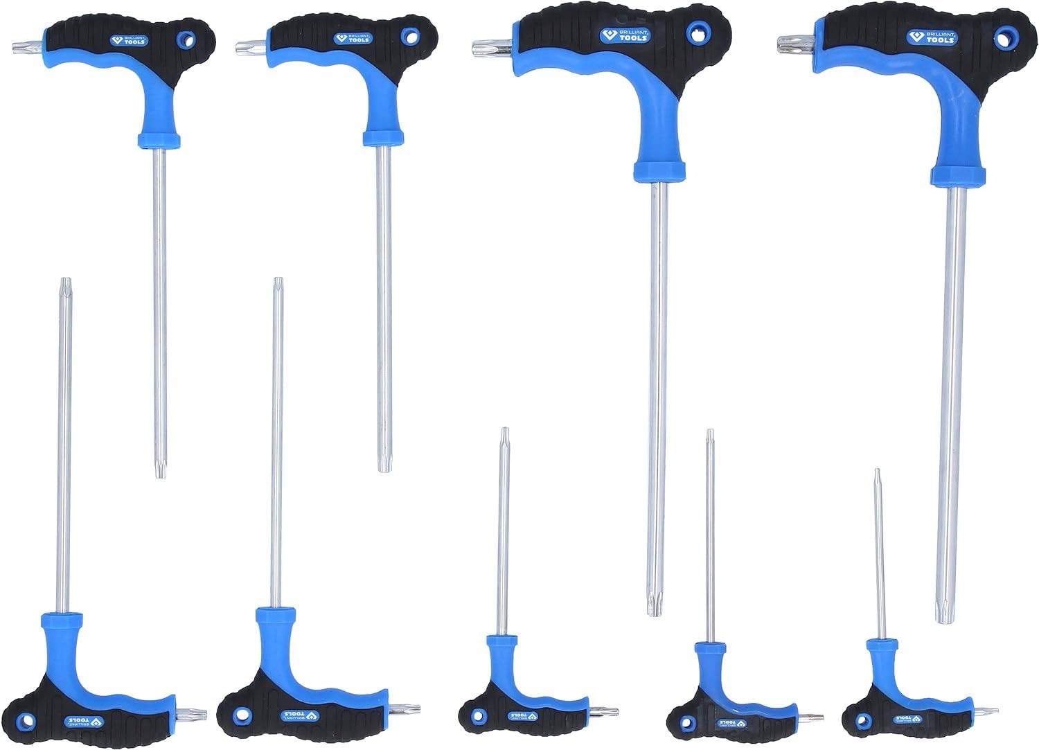 BRILLIANT TOOLS BT041200 T-Handle Torx Allen Key Set, 9-Piece [Powered by KS Tools]