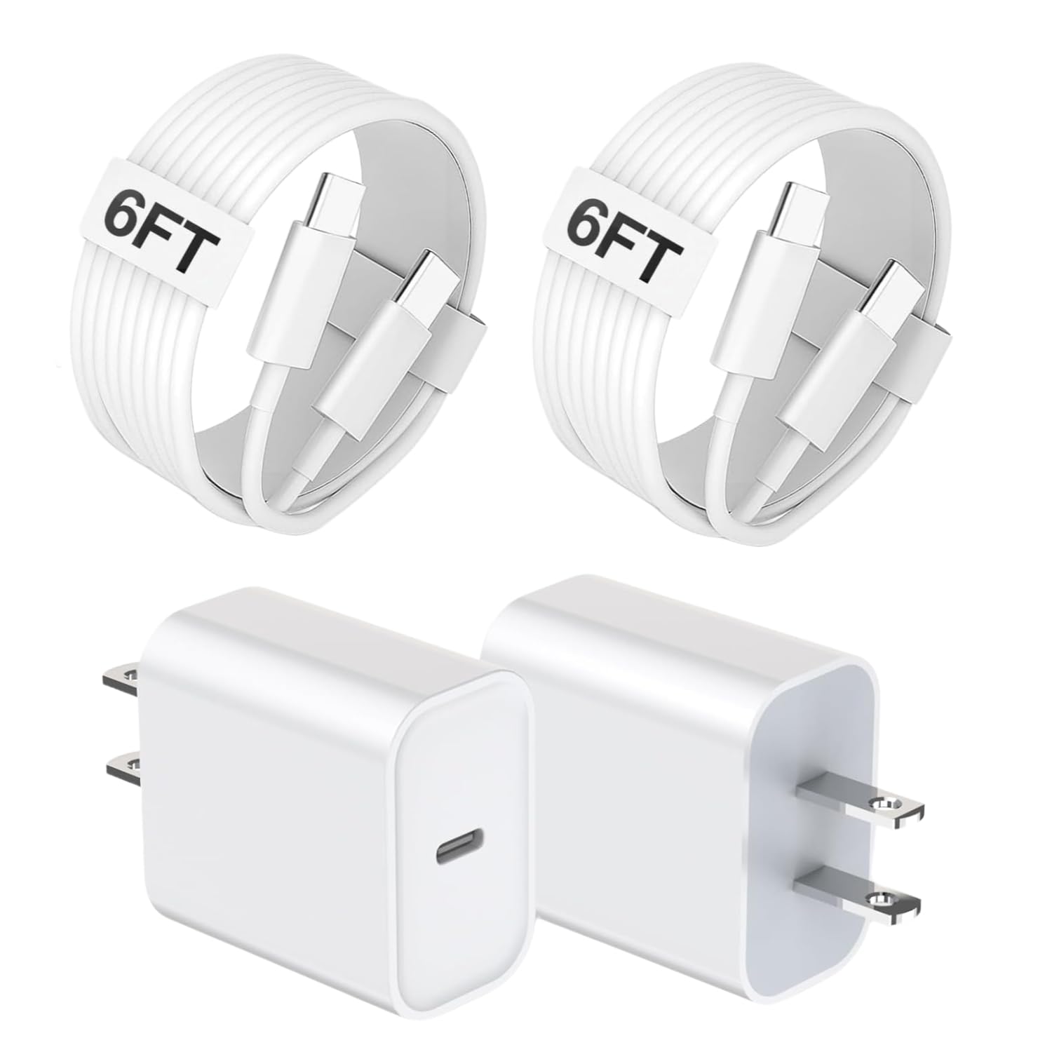 iPhone 17 Pro Max Fast Charger, 2 Pack 6FT USB-C to C Cable Cord PD iPhone USB C Charger Block with 6 FT USB Type C Cable for iPhone 17 Pro Max/17/16/16e/16 Plus/15 Pro Max/15 Pro/15/iPad Pro/Air/mini