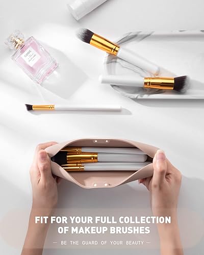 Miniatura 3 de Soporte grande para brochas de maquillaje con bloqueo magnético, organizador de brochas de maquillaje de silicona mejorado con diseño anticaídas,