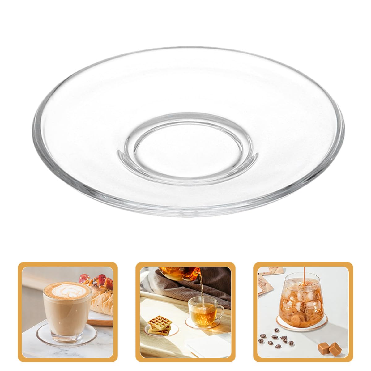 2 Platillos De Cristal Transparente Para Taza De Café Platos Redondos Para Aperitivos Y Postres Plato Pequeño Para Taza De Café Vajilla De Cristal Para Hogar Y Reuniones