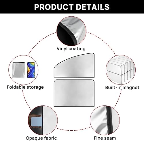 Miniatura 5 de PSLER Parasol universal para ventana lateral, persianas magnéticas de privacidad para automóvil, cortina opaca para camping, dormir, bebés, niños, 4