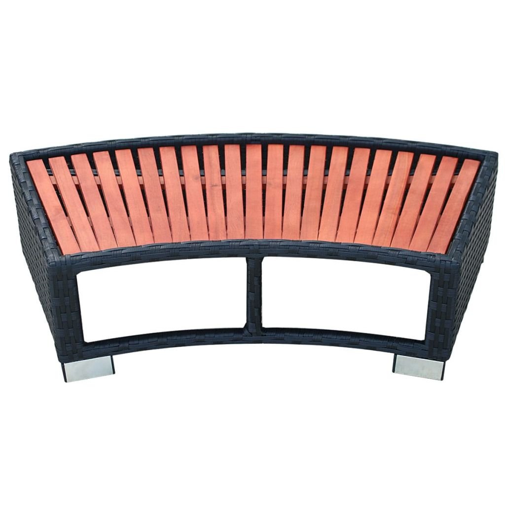 yorten Spa Einstiegsstufe Poly Rattan Wetter und UV-beständig 92 x 45 x 25 cm (L x B x H) Schwarz mit Aluminiumfüße Vorne und Hinten