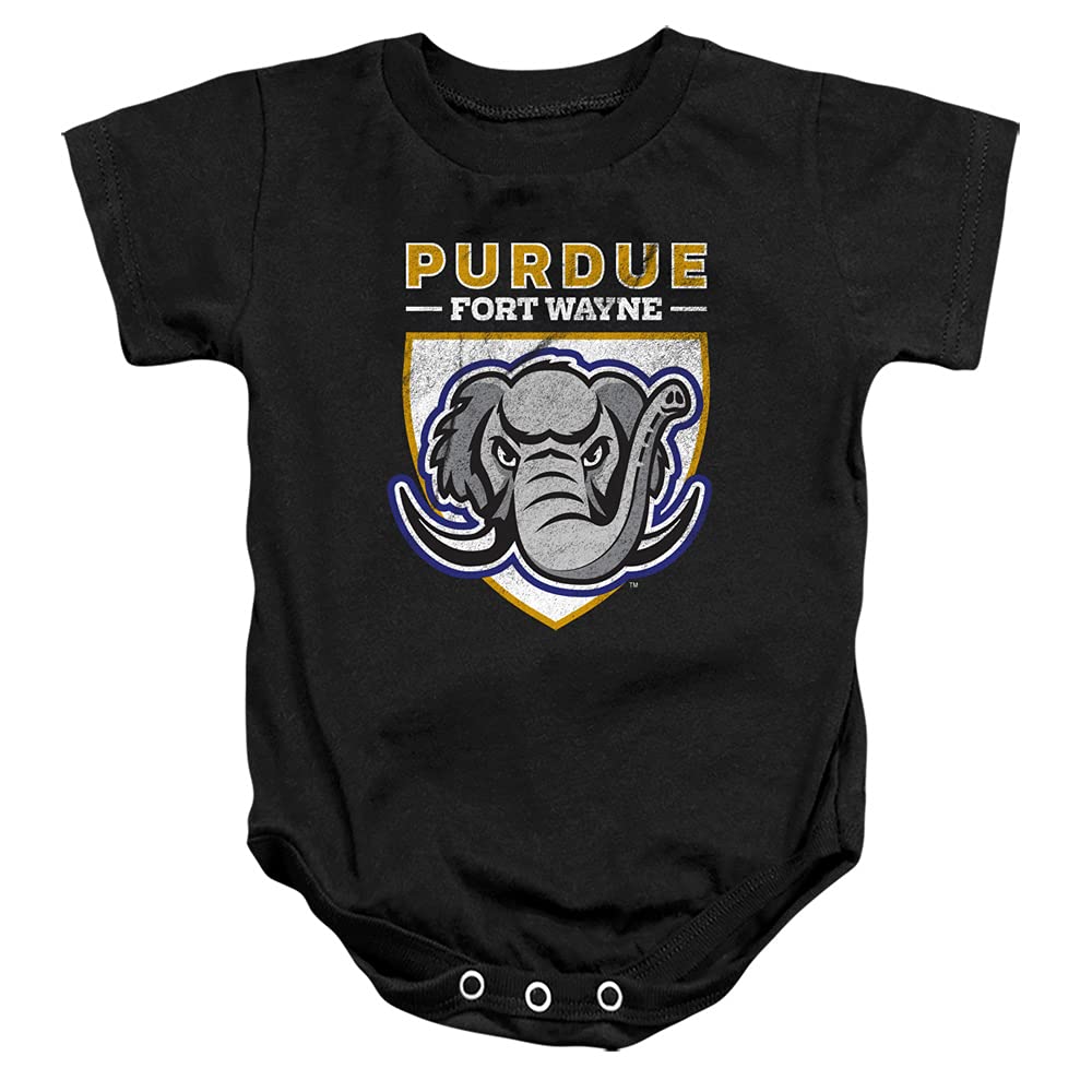 Purdue University Fort Wayne Official Distressed Primary Logo Unisex Infant Snap Suit for Baby,Black, 12 Months