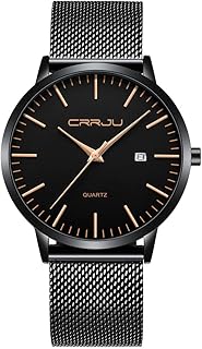 Herren Uhr Ultra Dünne Wasserdicht Armbanduhr Herren Mode mit Schwarz Edelstahlband Mesh Analog Quarz Business Männer Uhren