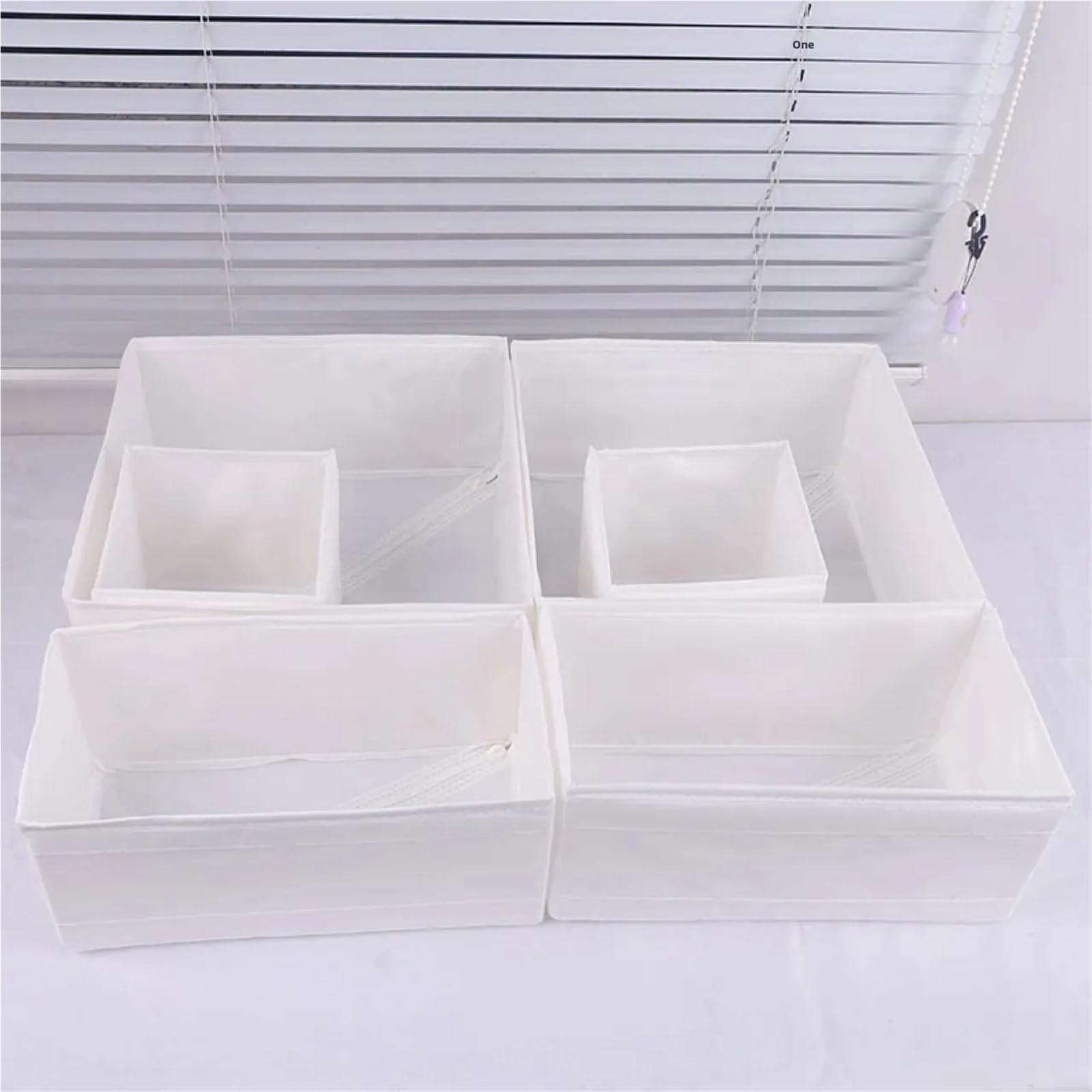 Oxford-Stoff-Schublade, sechsteiliges Set, Scoubidou, spezielle waschbare Aufbewahrungsbox(WHITE,Six-piece (2 l 2 m and 2 s))