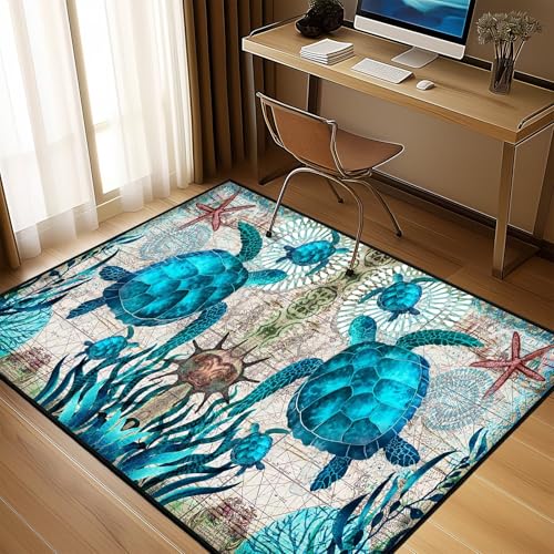 Alfombra Decorativa SIDAFENI 5x7 Pulgadas Azul Tortuga Marina miniatura 6