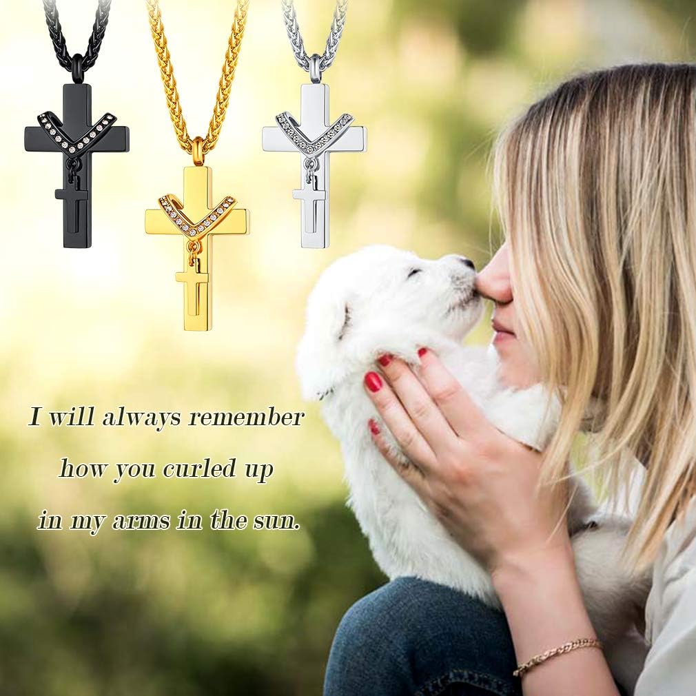 FaithHeart Cremation Urn Necklace, Women Men Stainless Steel/Gold Plated Memento Jewelry, Pet Ashes/Perfume/Pill Keepsake Waterproof Pendant Necklace for Memory- Customize Available