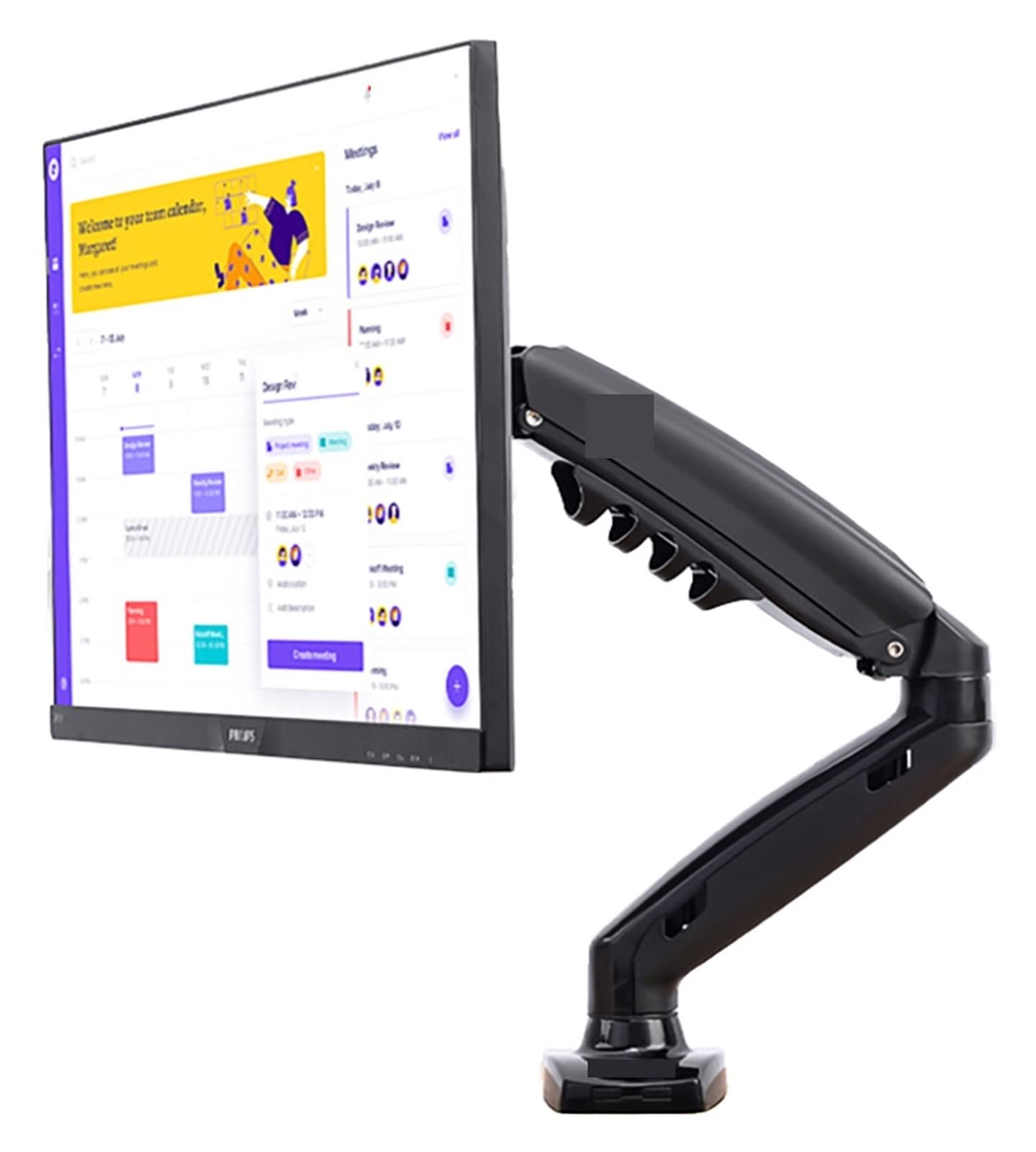 Aioneer Screen Stand, Extension For No Hole 17-27" Led Monitor Holder Arm Gas Spring Full Motion Gas Strut Flexi Mount Load 2-9Kgs