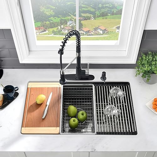 Vista 52 de Fregadero de barra de 21 pulgadas Undermount-VASOYO - Fregadero de cocina de montaje inferior de 21 x 17 pulgadas, estación de trabajo, barra