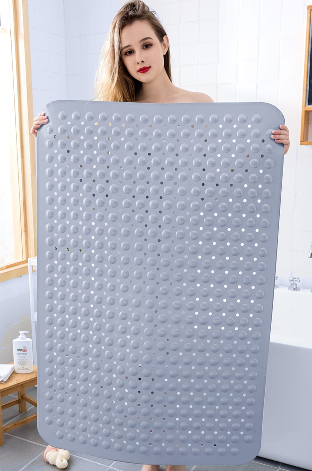 Tappetino Bagno con Ventose, Multiuso Tappetino Doccia Materiale TPE Antiscivolo Tappetino Doccia e da Vasca di Bagno, per Bagni, Cucine, Balconi (Pink,580×880mm)