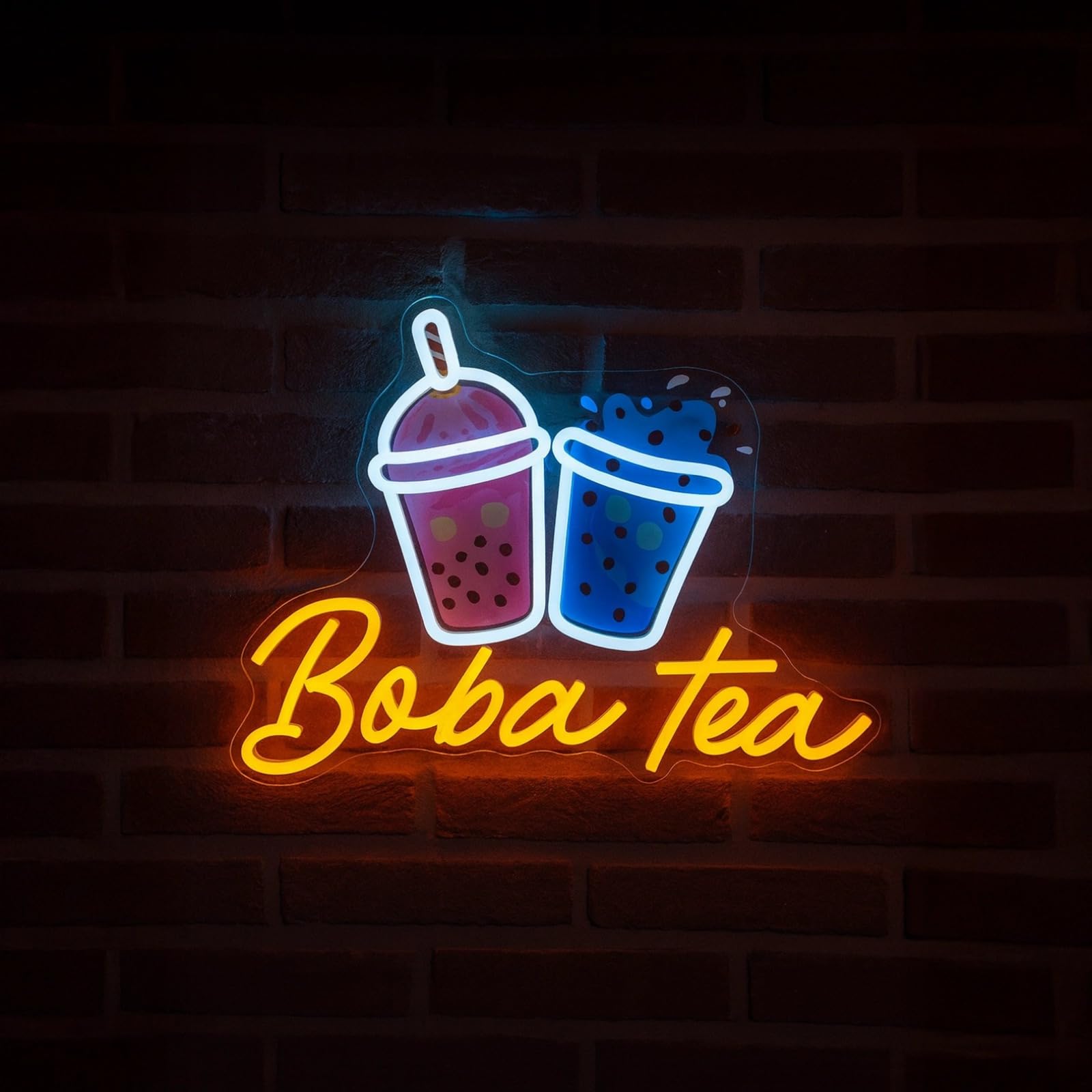 Dekoracyjny neon z mlekiem herbatą, lampa ścienna LED, 35 x 25 cm