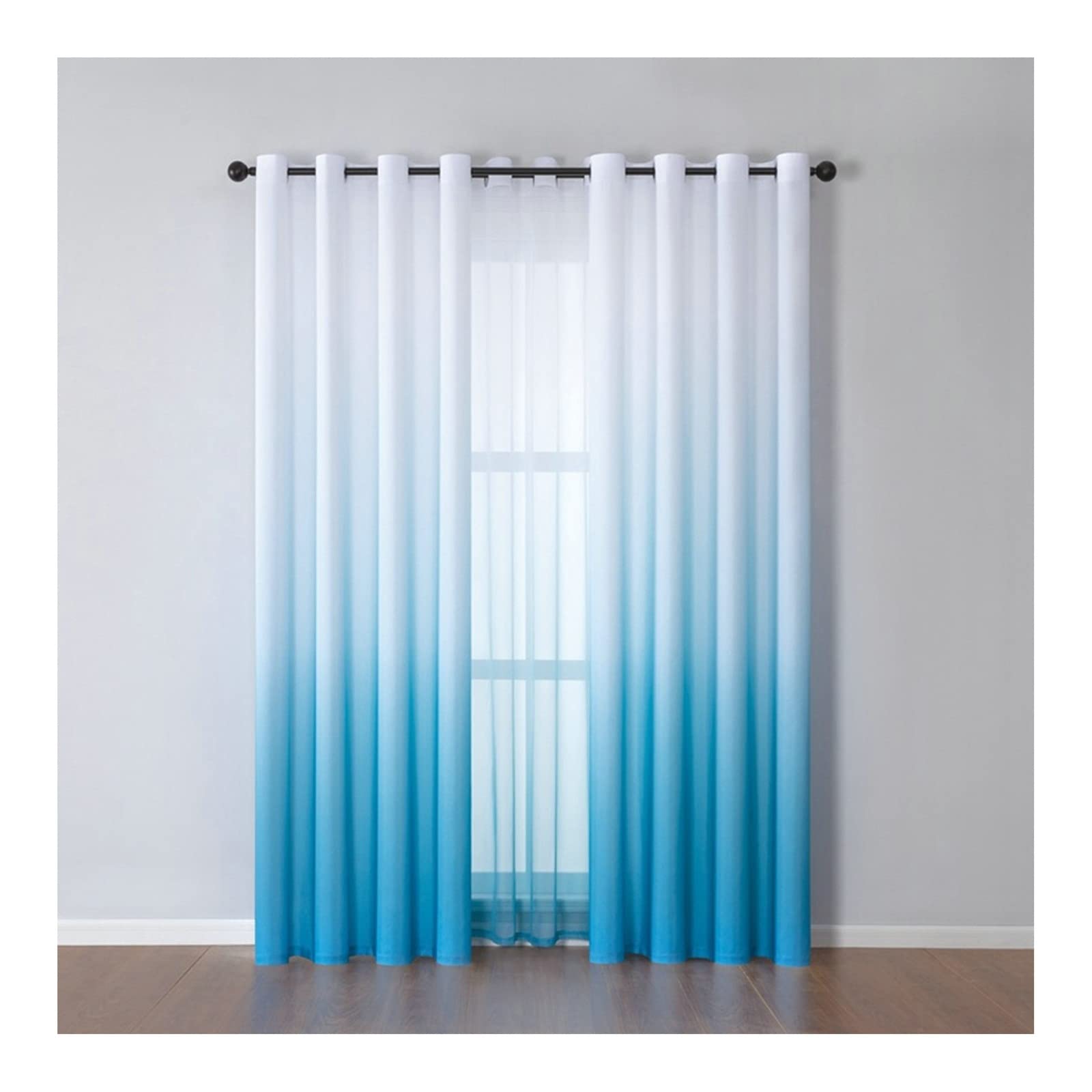 KnSam Set van 2 ooggordijnen, verduisterend, blauw, gordijn