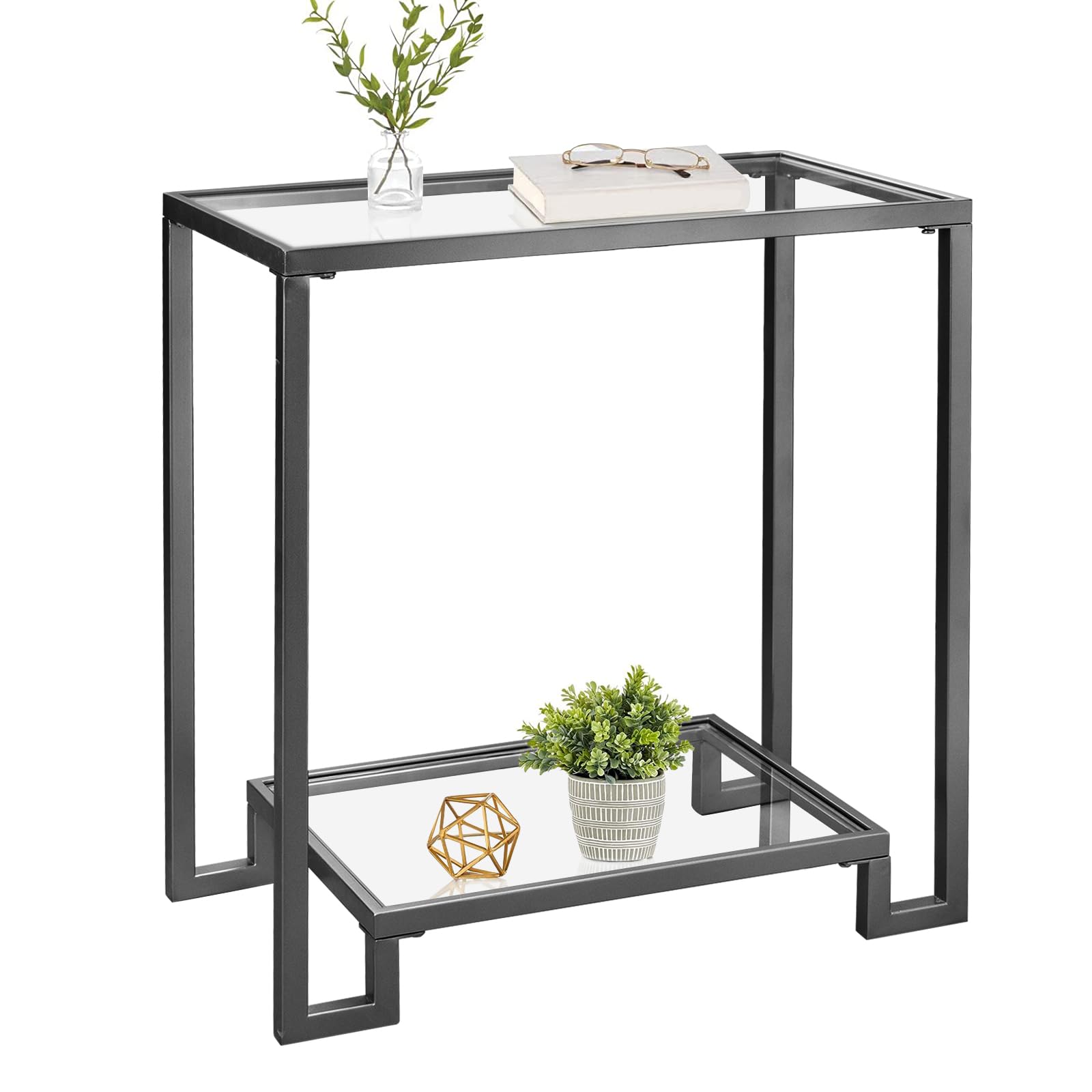 Amazon.com: GIFTTROVE 2 Tier Rectangular Side Table, Black End