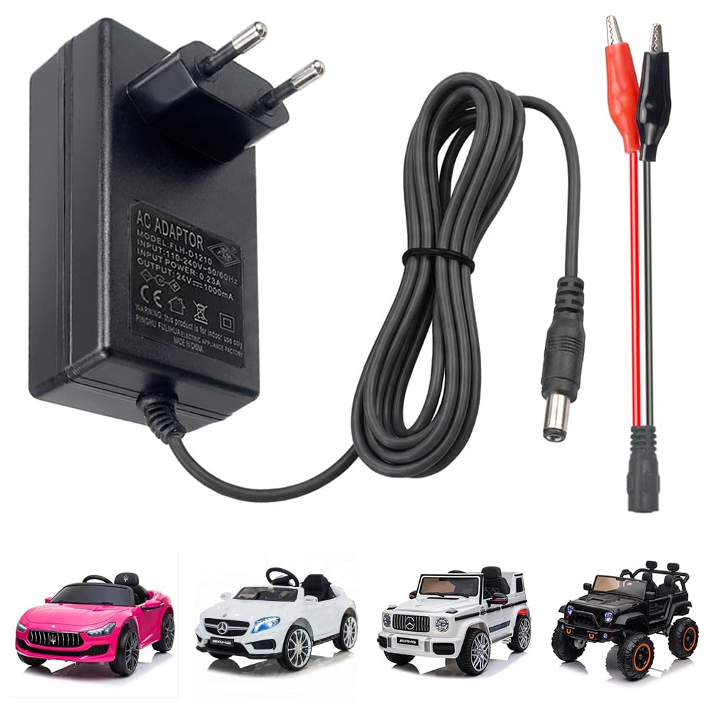 Chargeur de Voiture Électrique pour Enfants POLYNX 24V 1000 mA, Chargeur de Batterie 24V 1A avec Câble de Charge Directe