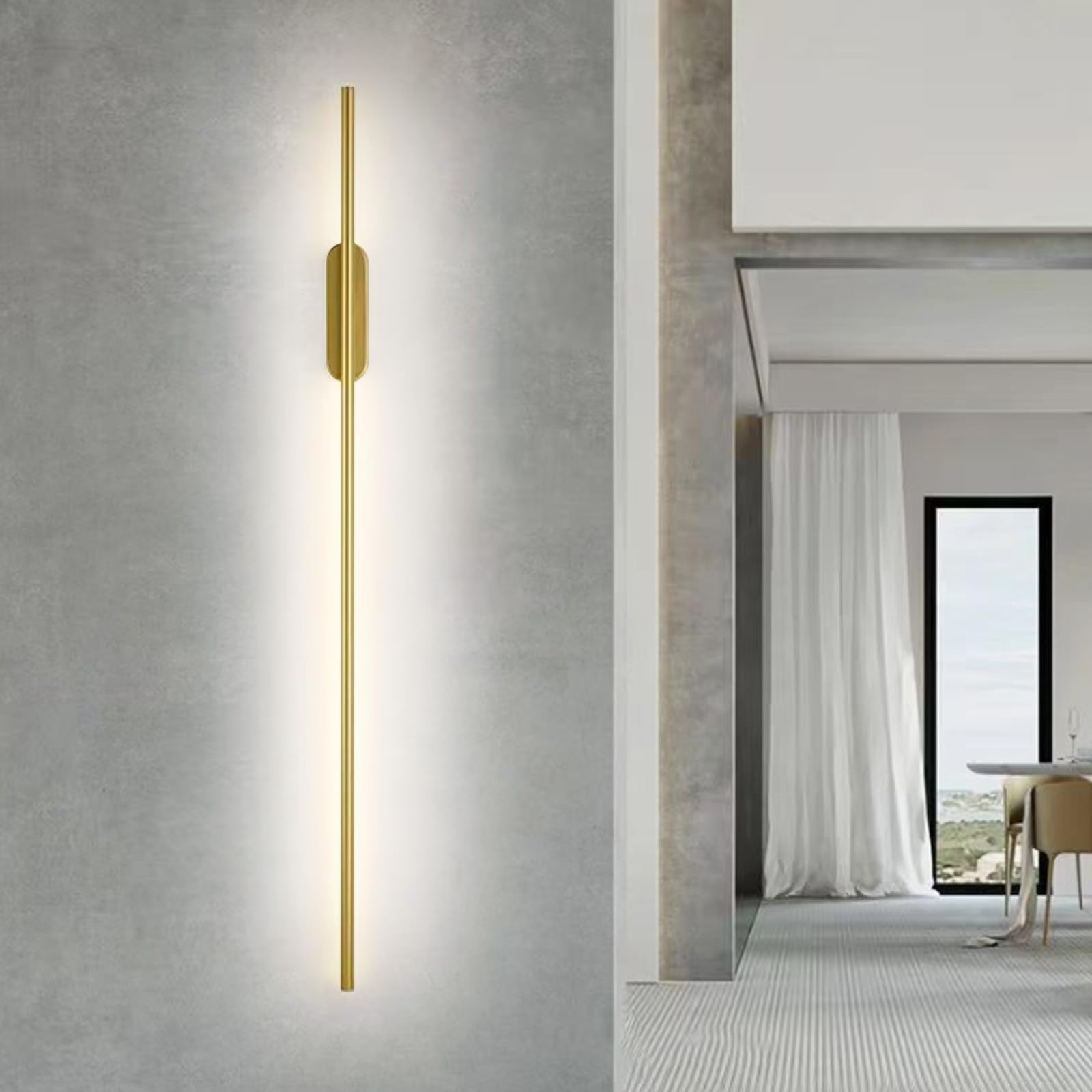 HCZKIUJY LED Wall Sconce - Long Ambient Wall Light, Modern Wall Lamp for Living Room, Hallway, Cloakroom, Bedroom, Corridor, Office, Hotel (Gold White Light-80cm)