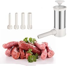 Manual Sausage Maker, Manual Sausage Filler Maker, Hand Operated Meat Sausage Maker Sausage Filler Stuffer Home Made Machine Sausage Stuffer Machine Manual Meat Sausage Machine Stainless Steel Meat Sausage Machine for Household Use or Commercial (4 Stuffing Tubes,2.2LB)